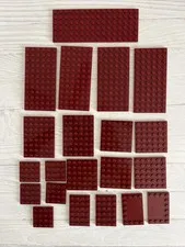 LEGO LOT DARK RED 21 PCS 6X16 6X12 6X8 6X6 4X6 PLATE VARIETY BUILDING PIECES