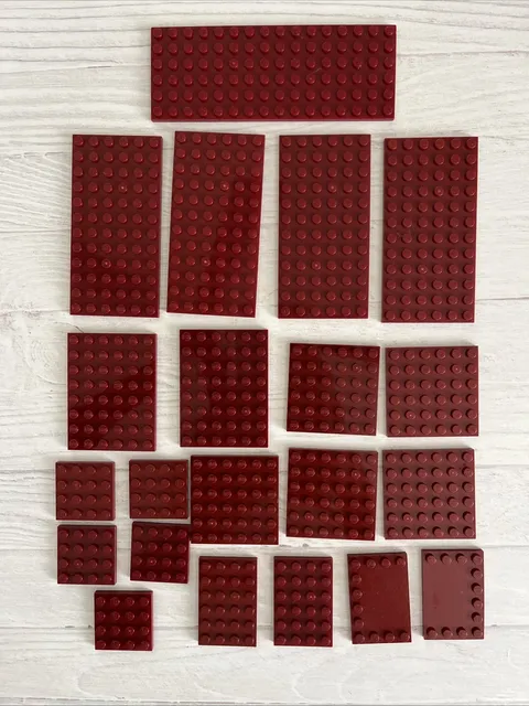 LEGO LOT DARK RED 21 PCS 6X16 6X12 6X8 6X6 4X6 PLATE VARIETY BUILDING PIECES