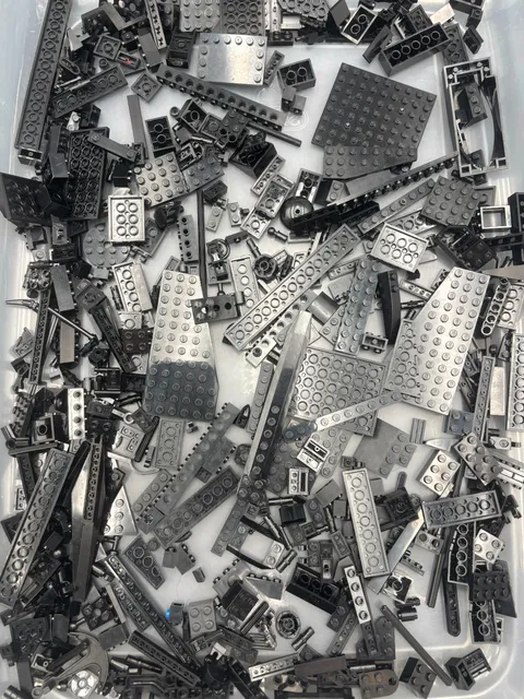 1 lb. Bulk Mixed Black Legos - standard blocks and unique pieces (Lot J)