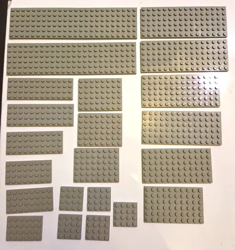 Lot of 22 Light Gray Lego Baseplates 4X  6X