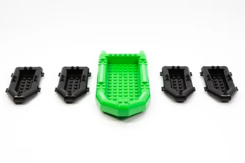 5x LEGO Inflatable Raft Rubber Dingy Boat Green and Black Bundle Loose VGC