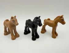 LEGO FRIENDS Part 11241pb10(brown) & 11241pb05(black) - Horse Foals - 3pcs