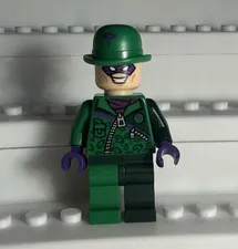 LEGO The Riddler Minifigure Green Bowler Hat Purple Mask Green Suit DC