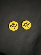 LEGO Batman Yellow Tile Round 2x2 Black R Outline (Robin Logo) Pattern 4150pb040