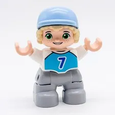LEGO DUPLO Boy Figure Athlete Baseball Player Cap Jersey No. 7 47205pb087