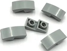 Lego 5 New Light Bluish Gray Slopes Sloped Curved 2 x 1 x 2/3 Inverted Parts