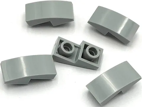 Lego 5 New Light Bluish Gray Slopes Sloped Curved 2 x 1 x 2/3 Inverted Parts
