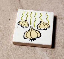 LEGO Garlic Cooking Chef Kitchen Printed Tile 2x2 Soup Stew Stir-fry Print