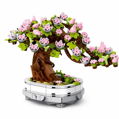Mini Cherry Blossom Bonsai Tree Building Blocks Set - Japanese Sakura Display