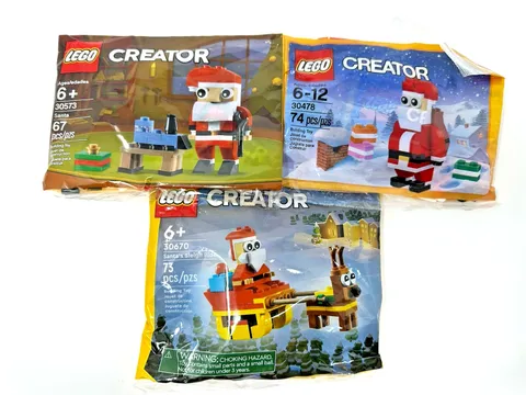 Lot of 3 Lego Creator Santa 30670 30478 30573 Polybag Christmas Holiday Seasonal