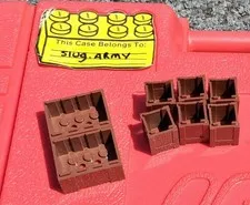 Free shipping, reddish/brown 6x  2x2x2, 2x 3x4x2 crates REAL LEGO BRAND