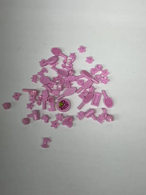 Lot Of LEGO Friends Accessories Brush Comb Ribbon Bow Flowers Pink