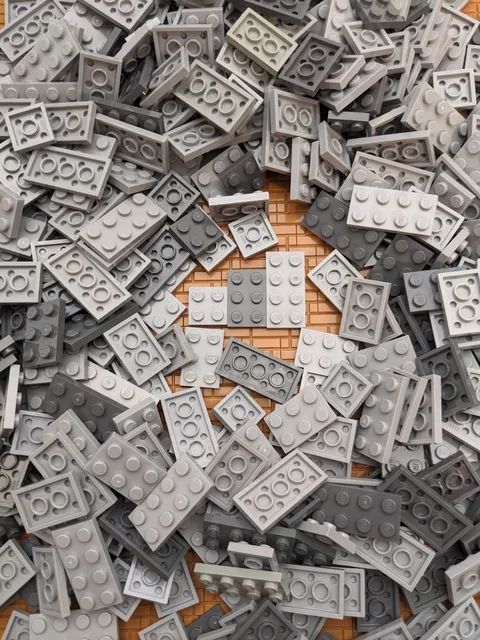 400pcs LEGO Plates Lot 2x2 2x3 2x4 Pieces 2 Stud Wide Only Flats Bulk Gray