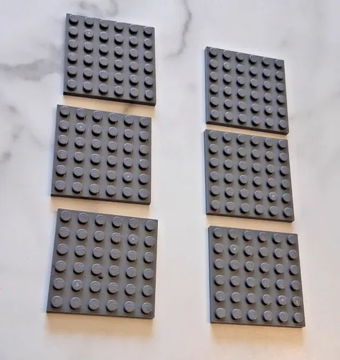 Grey Lego Plates - 6X6 Lot Of 6