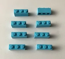 LEGO 8x NEW Pieces Brick 1x3 MEDIUM AZUR #3622