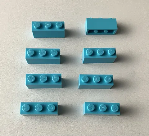 LEGO 8x NEW Pieces Brick 1x3 MEDIUM AZUR #3622