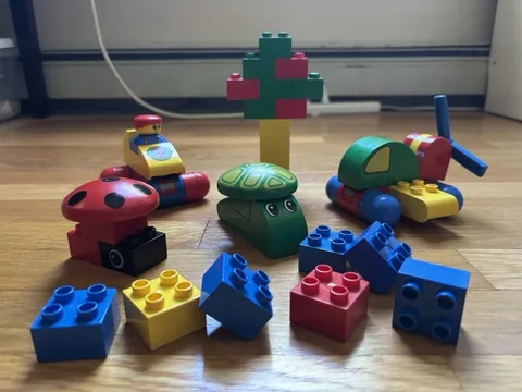 Lego Duplo Set 2400 Helicopter Turtle Ladybug Race Car Blocks 32 pieces - No Box