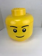 2010 Lego Retired Big Head Storage Container Full Of LEGO Bricks Yellow