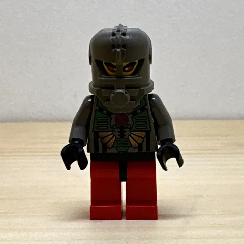 LEGO Minifigure Black Helmet Dark Gray Helmet Armor Torso Red Legs Yellow Head
