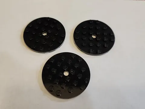 LEGO Bulk Lot of 3 Black 6X6 Round Plate With Hole # 11213