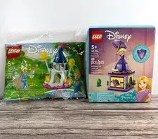 2 Sets LEGO Disney PRINCESS Twirling Rapunzel 43214 Cinderella Mini Castle 30554
