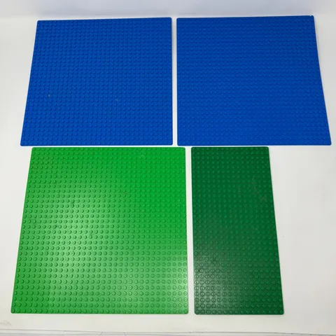 Lego Lot of 4 Studded Baseplates 32x32 and 16x32 Building Plates Green and Blue