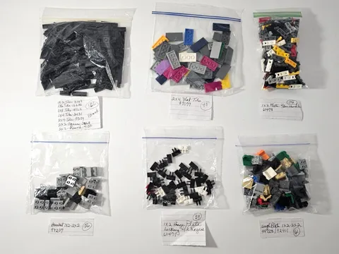 LEGO Bulk Lot 511pc Genuine Flat Tiles Brackets Hinge Plates Bar Handle Angle