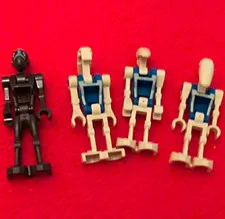 LEGO Star Wars Battle Droid Plastic Minifigure Lot of 4 Tan/Blue & Black
