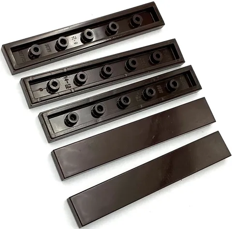 Lego 5 New Dark Brown Tiles Flat Smooth 1 x 6 Parts