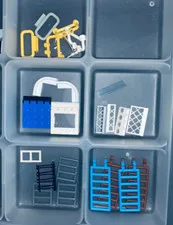 Lego Stairs Ladders Barriers Fences Picket Lattice Mixed Lot Blue Brown White