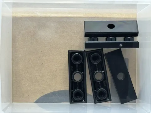 LEGO Parts - Black Tile, Modified 1 x 3 Inverted with Hole - No 35459 - QTY 5