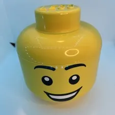 Medium LEGO Boy Storage Head Container Yellow Toy Box Organiser 12cmX13cm