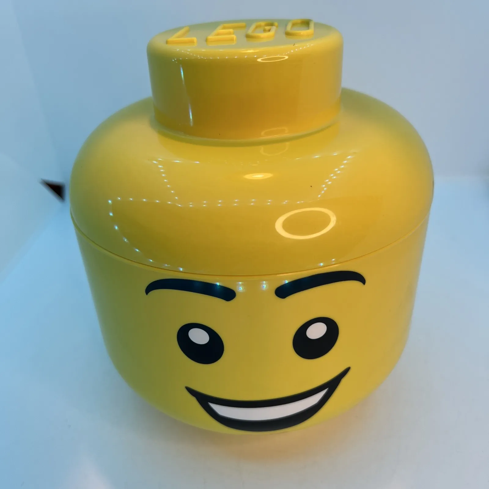 Medium LEGO Boy Storage Head Container Yellow Toy Box Organiser 12cmX13cm
