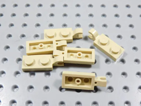 LEGO Lot of 6 Tan 1x2 Plates w/ Horizontal Clip on End BD