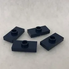 LEGO 15573 Dark Blue Plate, Modified 1 x 2 W/ 1 Stud W/ Groove (x4)