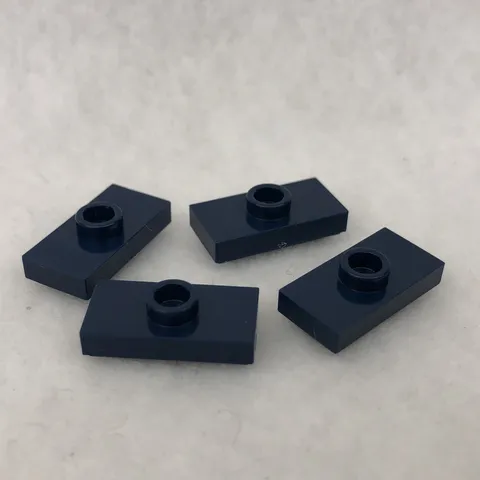 LEGO 15573 Dark Blue Plate, Modified 1 x 2 W/ 1 Stud W/ Groove (x4)