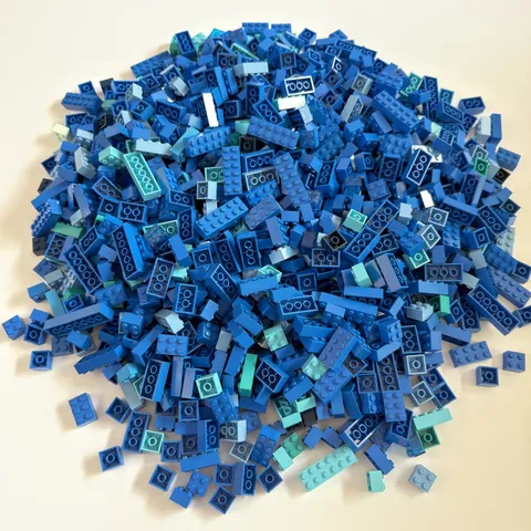 LEGO® 1,150 2x Wide Bricks Blue - Washed for MOCs Parts 2x2 2x3 2x4 2x6 CITY