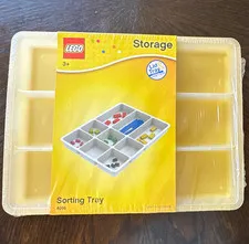 LEGO 4096 Stackable Sorting Tray w/ Lid, 8 Compartment, Yellow/White 3+