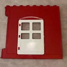 Lego Duplo Gold Red Wall W/ White Door Opening 1X8X8 House Barn Building Hinge