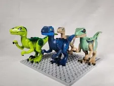 Genuine LEGO Jurassic World Velociraptor Lot of 4 Blue Green Tan Dinosaurs