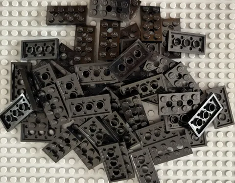 LEGO 50-piece Black Technic Plate 2 x 4 plates w/ holes FREE SHIPPING