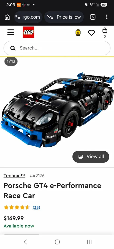 LEGO Technic 42176 Porsche GT4 e-Performance Race Car Control+ 834pcs 10+