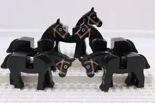LEGO Vintage Black Horse Lot of 5 Brown Bridle 4493c01pb02 Castle Western