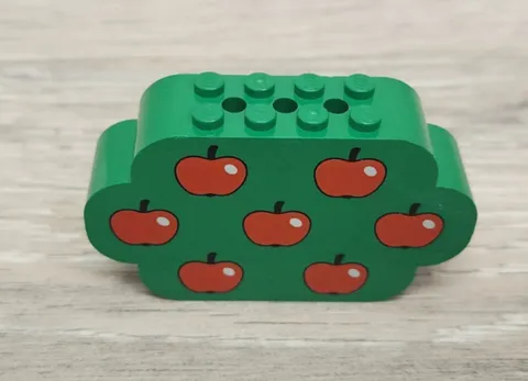 Lego 6214px2 Green Slope Curved 8 x 2 x 4 Triple with 8 Studs with Red Apples