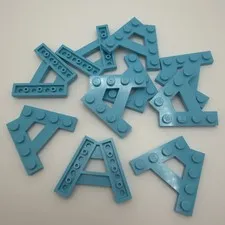 10 piece LEGO Lot: A-Frame WEDGE PLATE (15706) 1 x 4 (45°) in AZURE BLUE