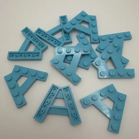 10 piece LEGO Lot: A-Frame WEDGE PLATE (15706) 1 x 4 (45°) in AZURE BLUE