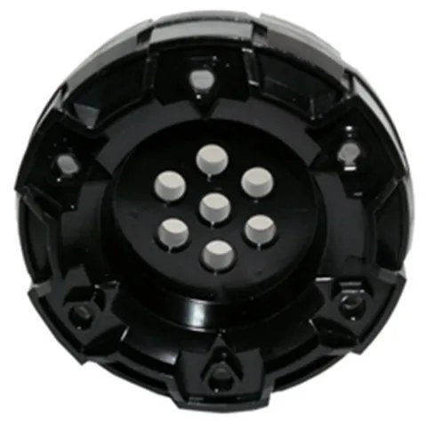 Lego Black LARGE WHEEL Hard Plastic Treaded 7 Pin/6 Bar Hole 6.22x6.22x2.96cm V2