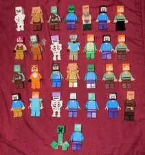 Lego Minecraft Minifigures Steve, Alex, Creeper, Skeletons LOT**NOT MINT***READ