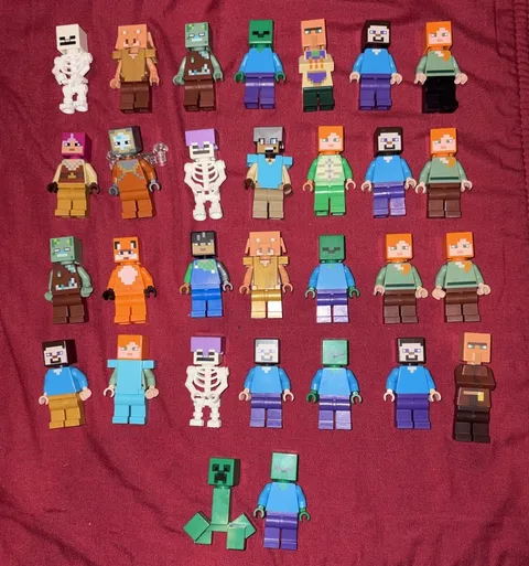 Lego Minecraft Minifigures Steve, Alex, Creeper, Skeletons LOT**NOT MINT***READ