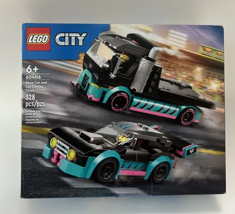 LEGO City 60406 Race Car & Car Carrier Truck Box Manuals 1 & 2 Sealed Bags 2 & 3